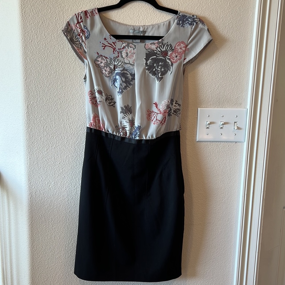 H&M Gray Floral Dress with Black Pencil Skirt